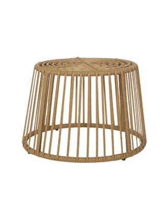 Earthy Boho Wicker Rattan Cage Side Table for Outdoor Decor