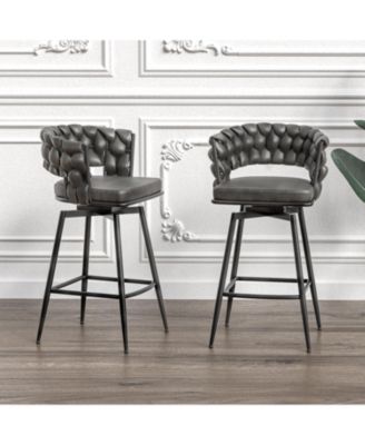  Premium Swivel Bar Stools with Woven Backrest
