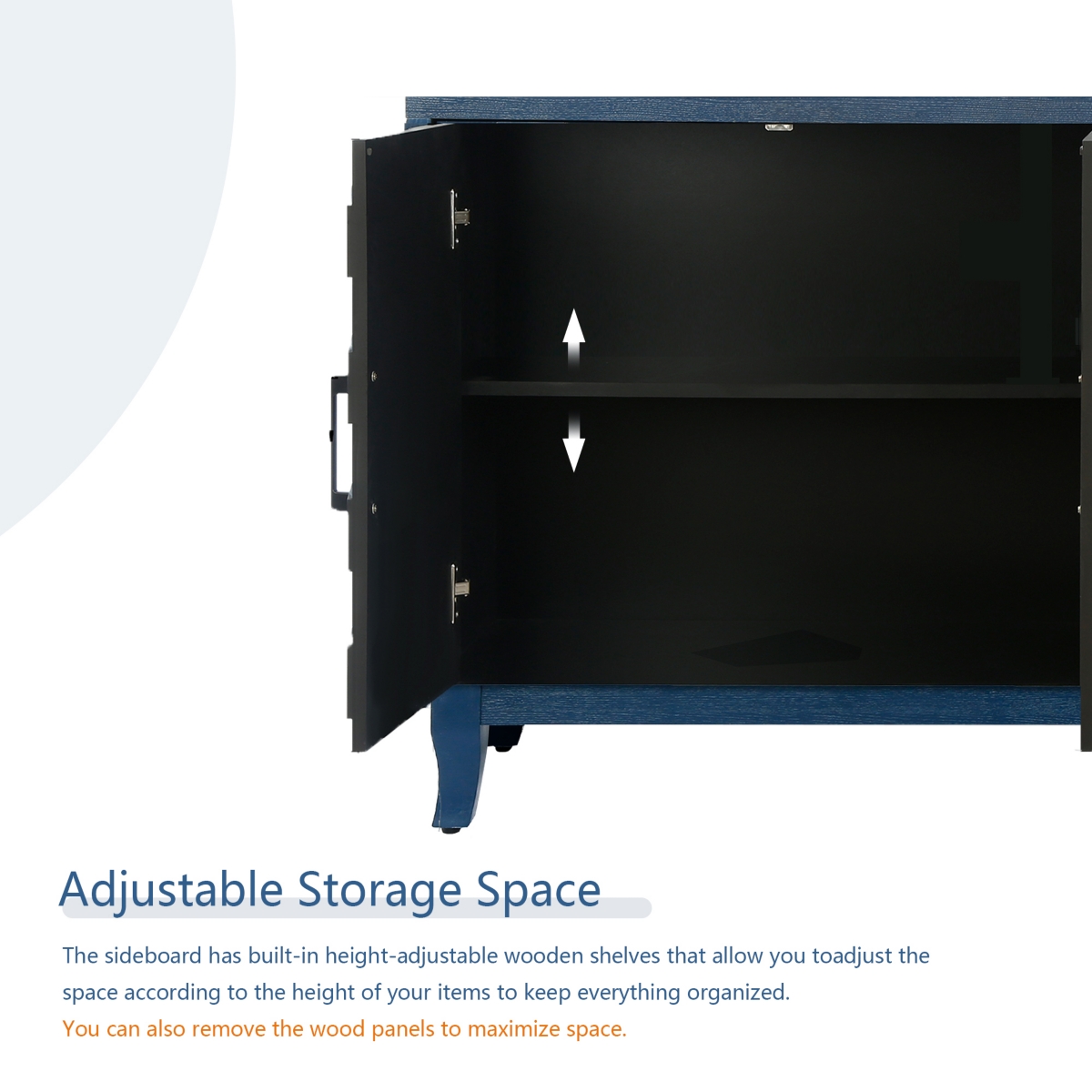 Streamdale Furniture Stronger Vintage Style Buffet Cabinet, Lacquered Accent Storage 4 Door Wooden
