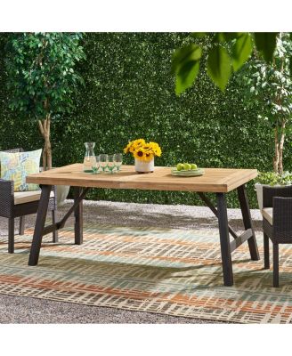 Durable Acacia Wood Table Set with Slat Top for Outdoor Use