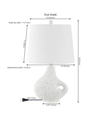 Charlotte 24" Minimalist Designer Iron/Resin Oval Shade LED Table Lamp, White Terrazzo