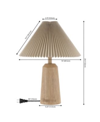 Arvid 20.5" Rustic Scandinavian Resin/Iron Lighthouse LED Table Lamp with Pleated Shade, Beige Wood Finish