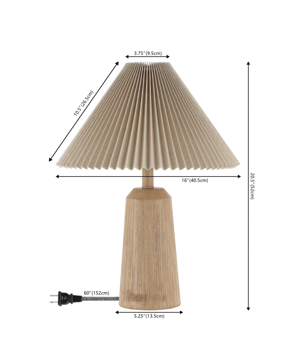 Jonathan Y Arvid 20.5" Rustic Scandinavian Resin/Iron Lighthouse Led Table Lamp with Pleated Shade, Beige Wood Finish