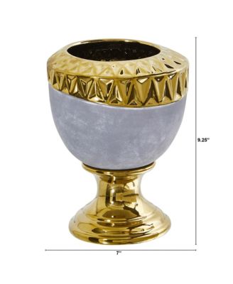 Regal Stone Urn with Gold Accents Elegant Decorative Piece for Classic Elegance