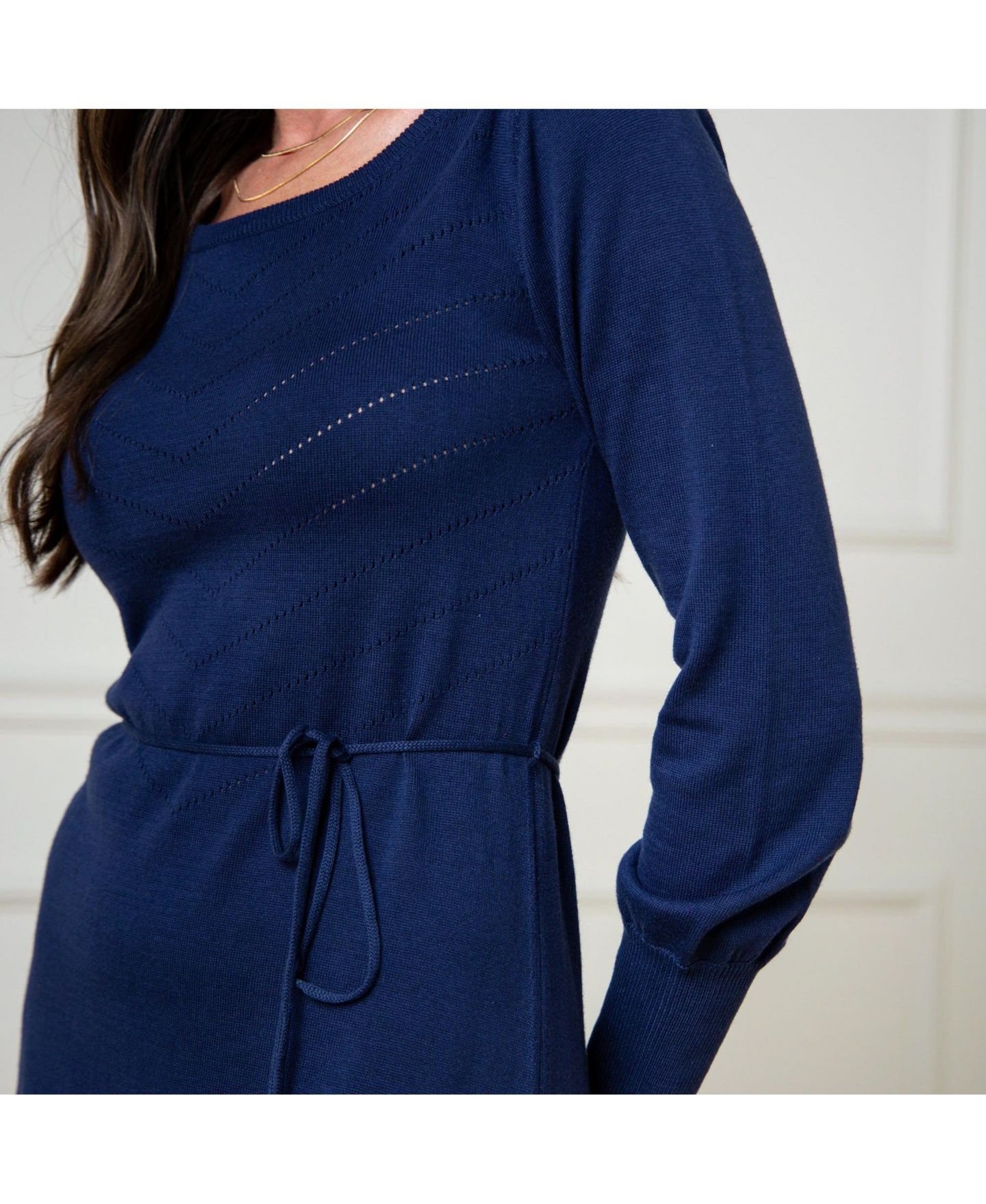 Женское платье Hope & Henry Organic Bellow Sleeve Pointelle Sweater Dress, цвет: Тёмно-синий — фото 6