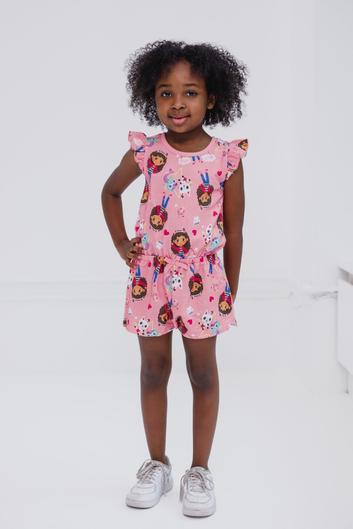Dreamworks Gabby's Dollhouse Toddler Girls Pandy Paws Cakey Cat MerCat French Terry Romper to