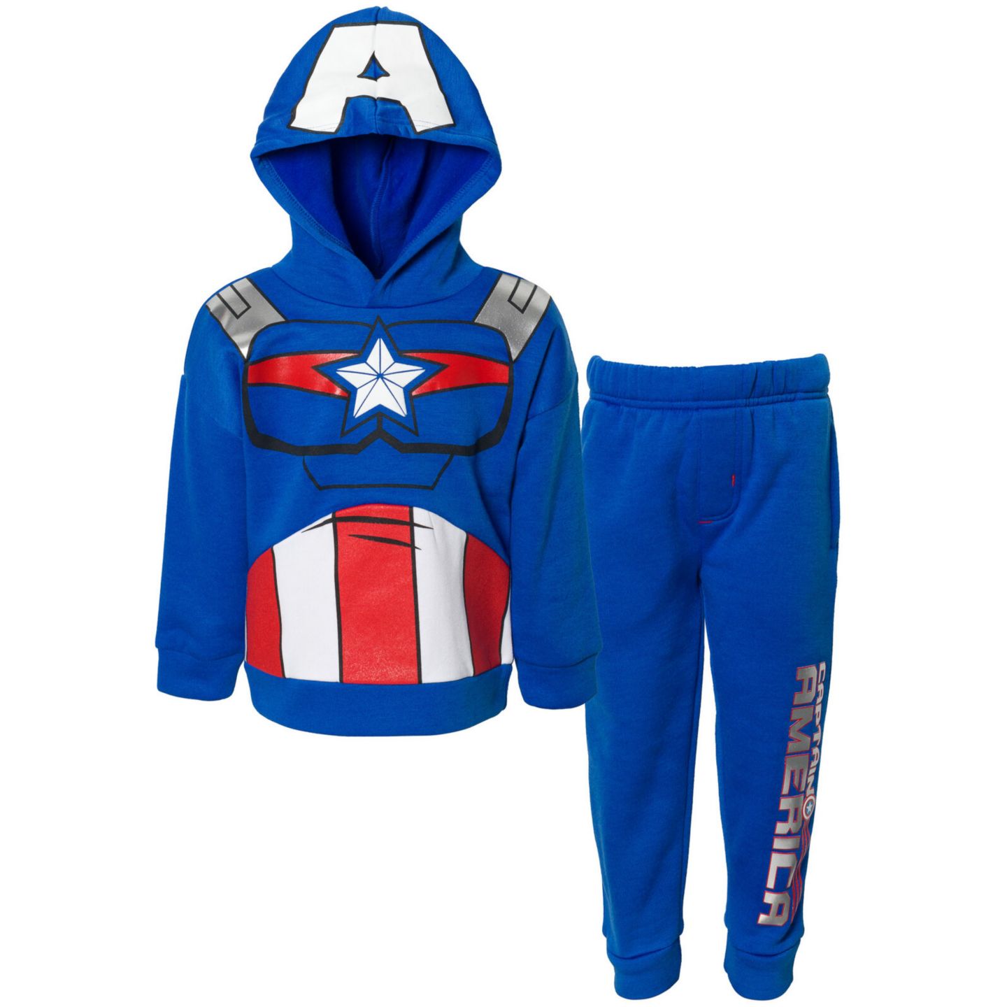 Комплекты Avengers Marvel Spider-Man Fleece Athletic Pullover Hoodie and Pants Outfit Set для мальчиков, цвет: Captain America — фото 1