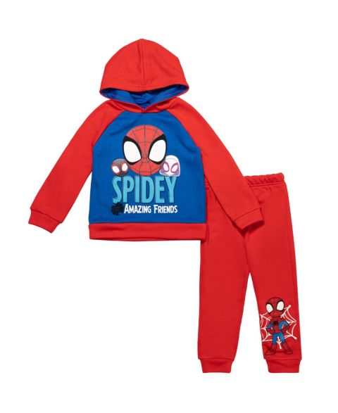 Детский флисовый комплект Spidey and His Amazing Friends Marvel: худи и брюки, цвет: Красный / Синий