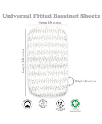 Baby Bassinet Sheet Set for Boy and Girl, 5 Pack, Universal Fitted for Oval, Hourglass & Rectangle Bassinet Mattress, Fitted Sheets.