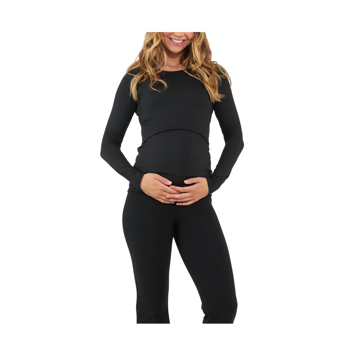 Maternity Luxe Knit Nursing Top - Black