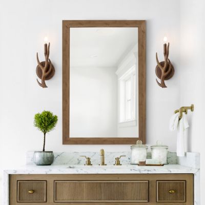 Cody 5.5" 1-Light Southwestern Bohemian Resin/Iron Faux Antler LED Sconce, Brown Wood Finish (Set of 2)