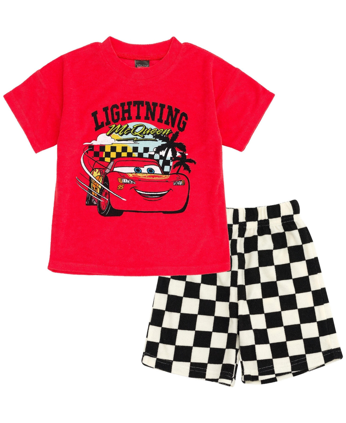 Disney Toddler Boys Lion King Mickey Mouse Cars T-Shirt and Shorts Outfit Set to (2T - 10-12) - Mcqueen red
