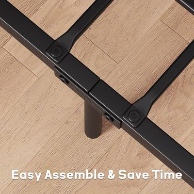 Full Size Bed Frame Platform with Headboard, Industrial 14 inch Full Bedframe No Box Spring Needed, Easy to Assemble Noise Free Full Mattress Foundation, Retro Brown