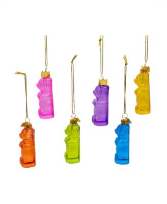 Noble Gems Glass Gummy Bear Ornaments 6-Piece Set