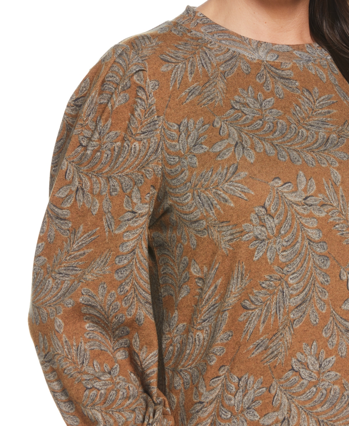 Ella Rafaella Plus Size Pleat Long Sleeve Knit Top