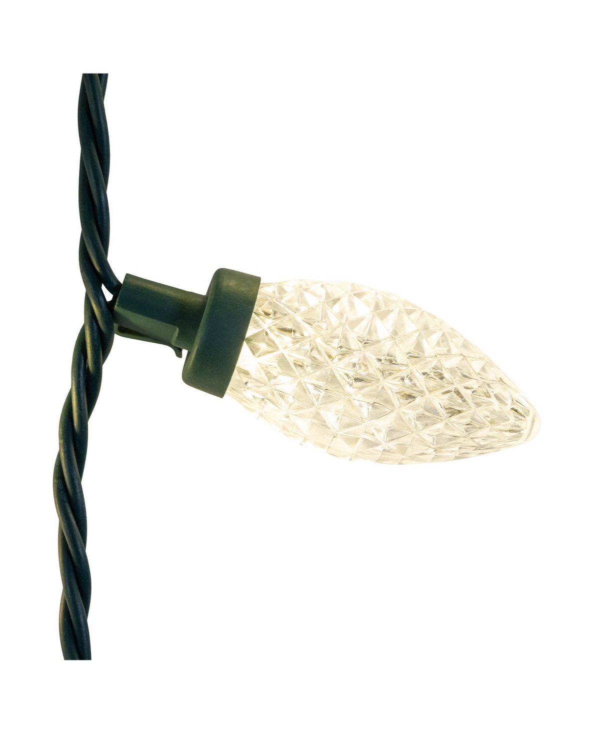 Kurt Adler 66-Foot Ul 100-Light WarmLed Faceted C9 Green Wire String Lights - White