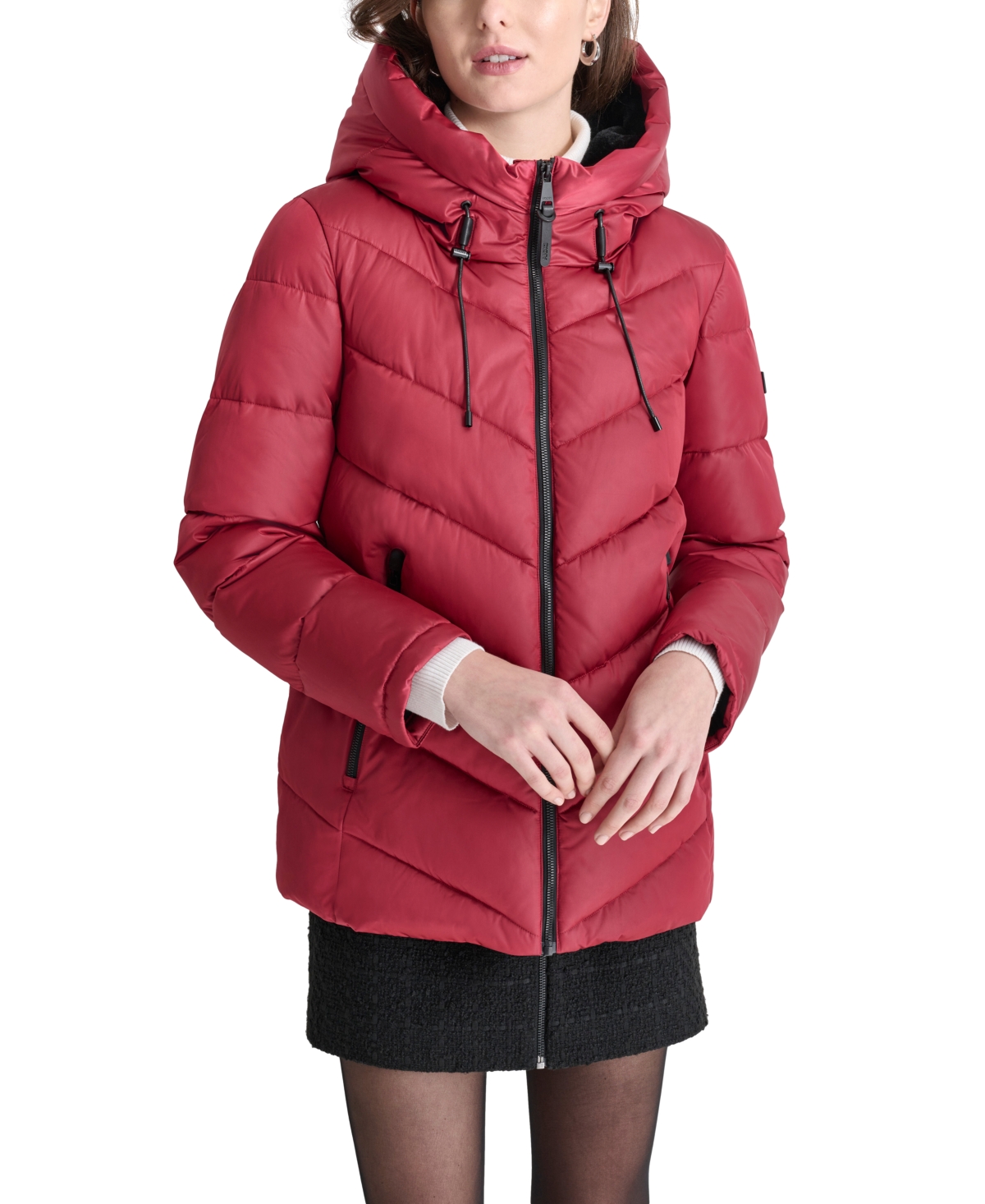 Dkny Women's Hooded Zip-Front Puffer Coat