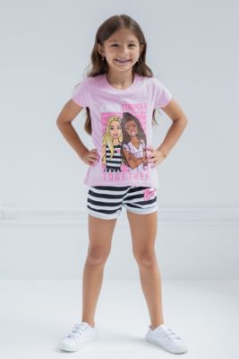 Girls T-Shirt and French Terry Shorts Outfit Set