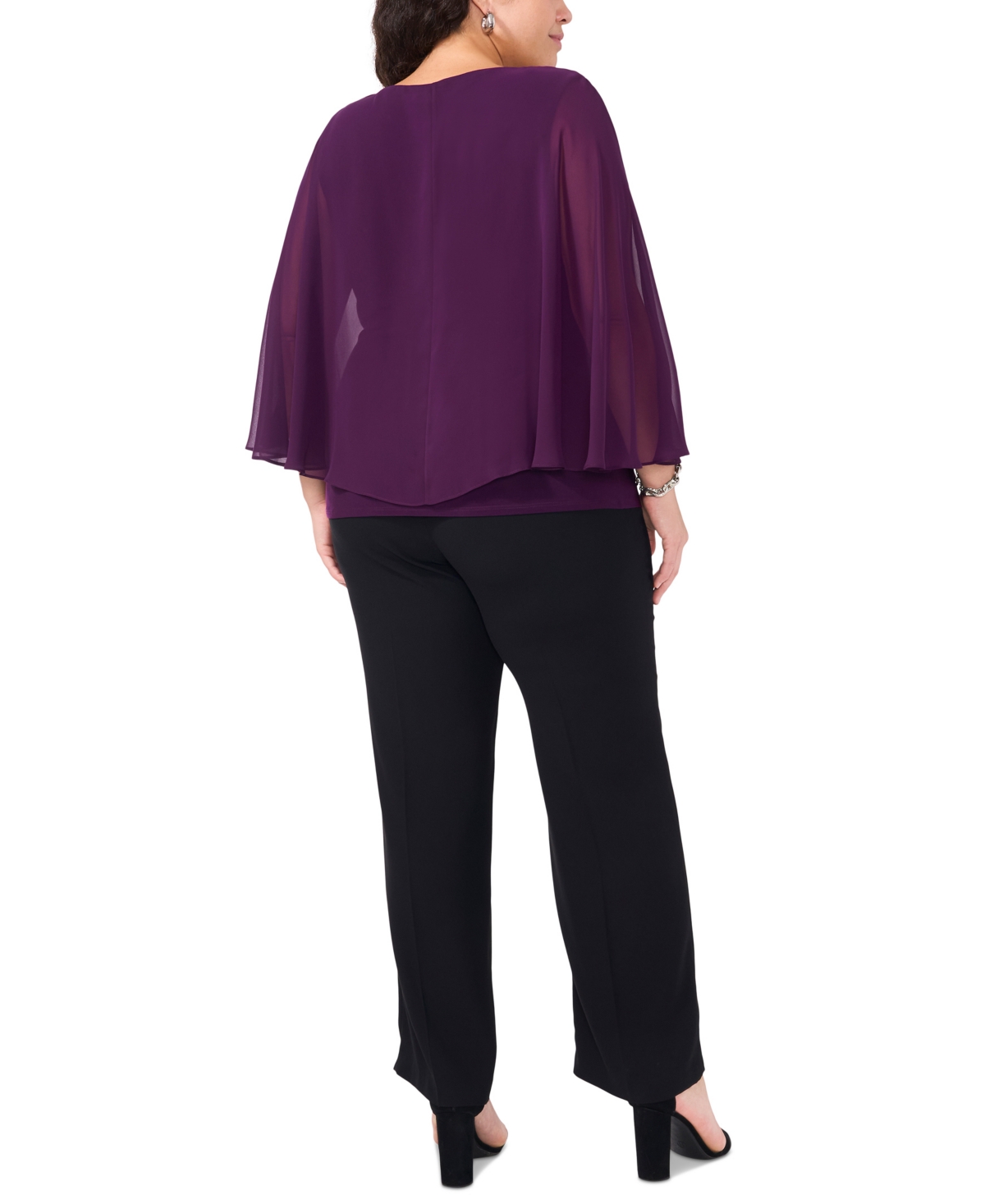 Msk Women's V-Neck Embellished Overlay Top
