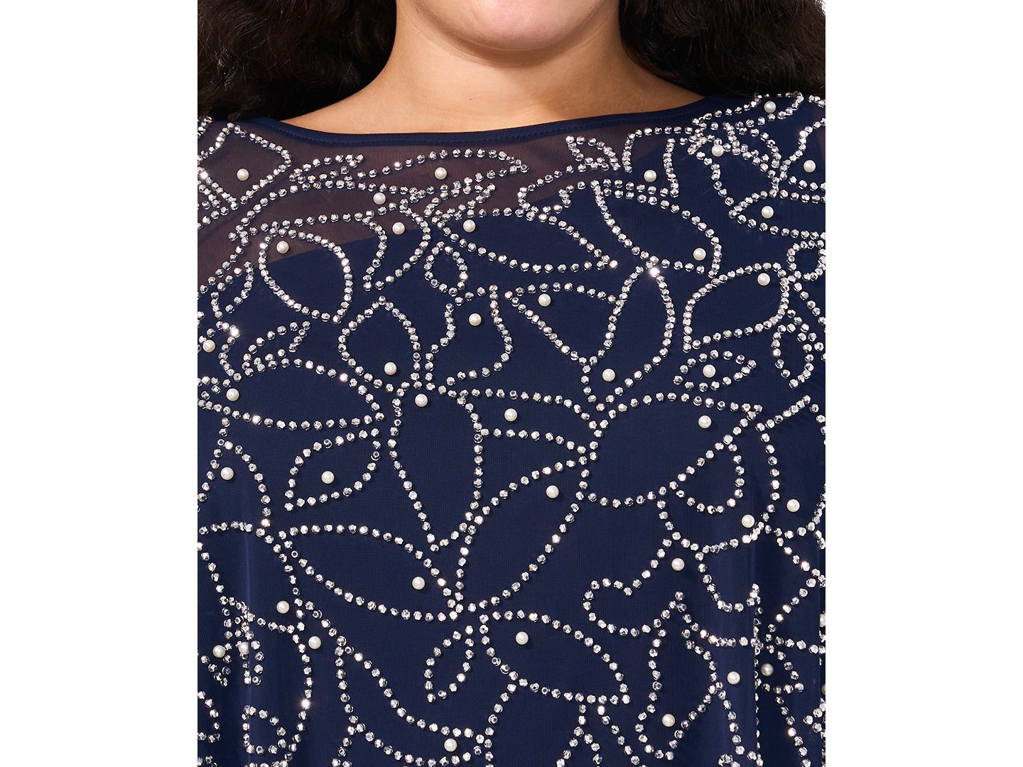 Женский комбинезон MSK Plus Size Embellished Overlay Wide-Leg Jumpsuit, цвет: Тёмно-синий — фото 5