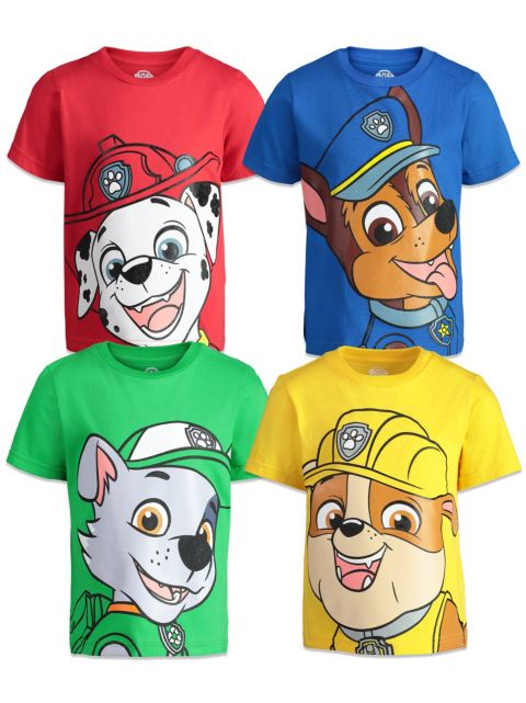 Футболки Paw Patrol 4-Pack Short Sleeve для мальчиков-малышей, цвет: Chase, Marshall, Rubble & Rocky