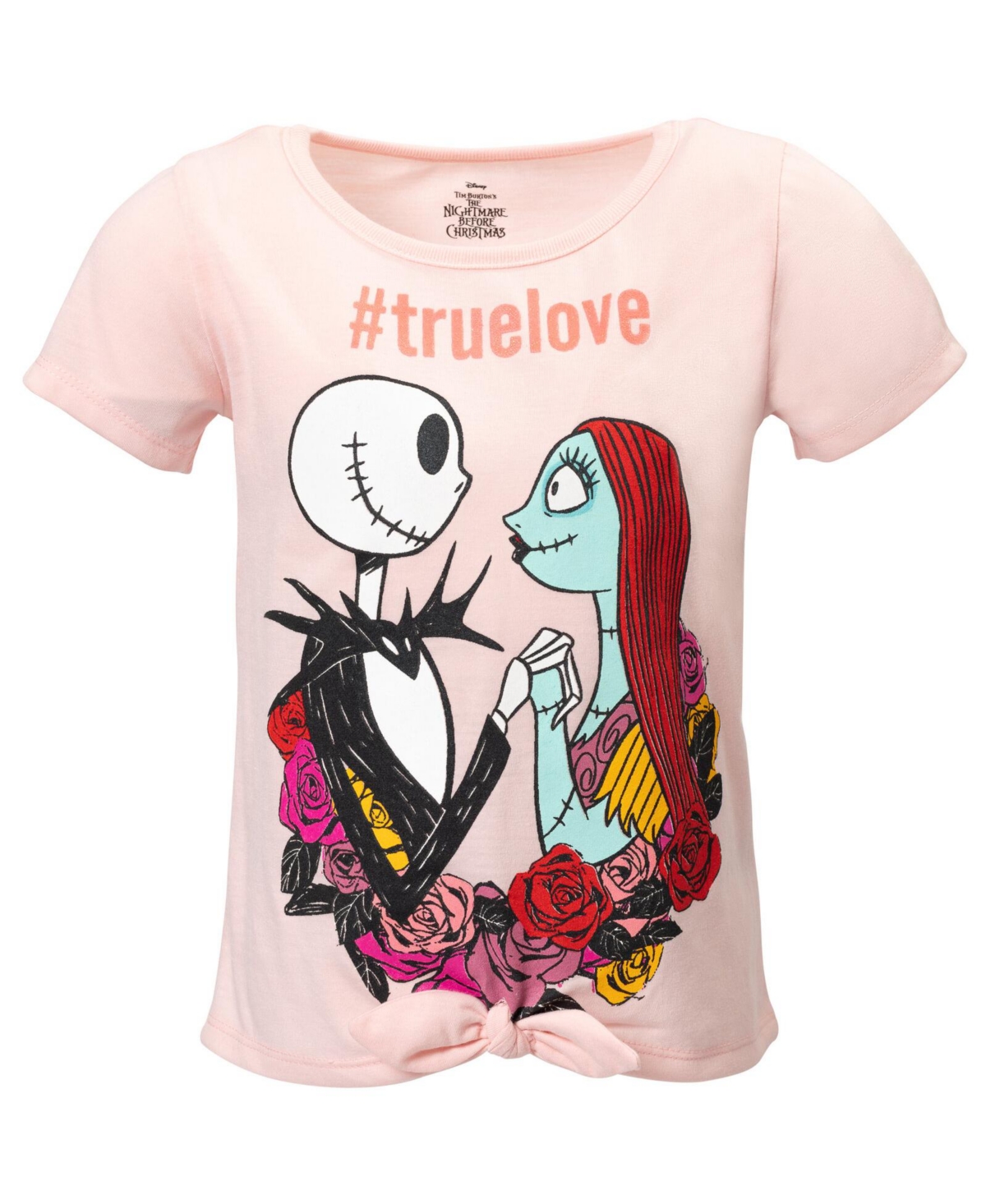 Disney Nightmare Before Christmas Sally Girls Knotted Graphic T-Shirt French Terry Shorts Set Toddler to Big Kid -/ pink