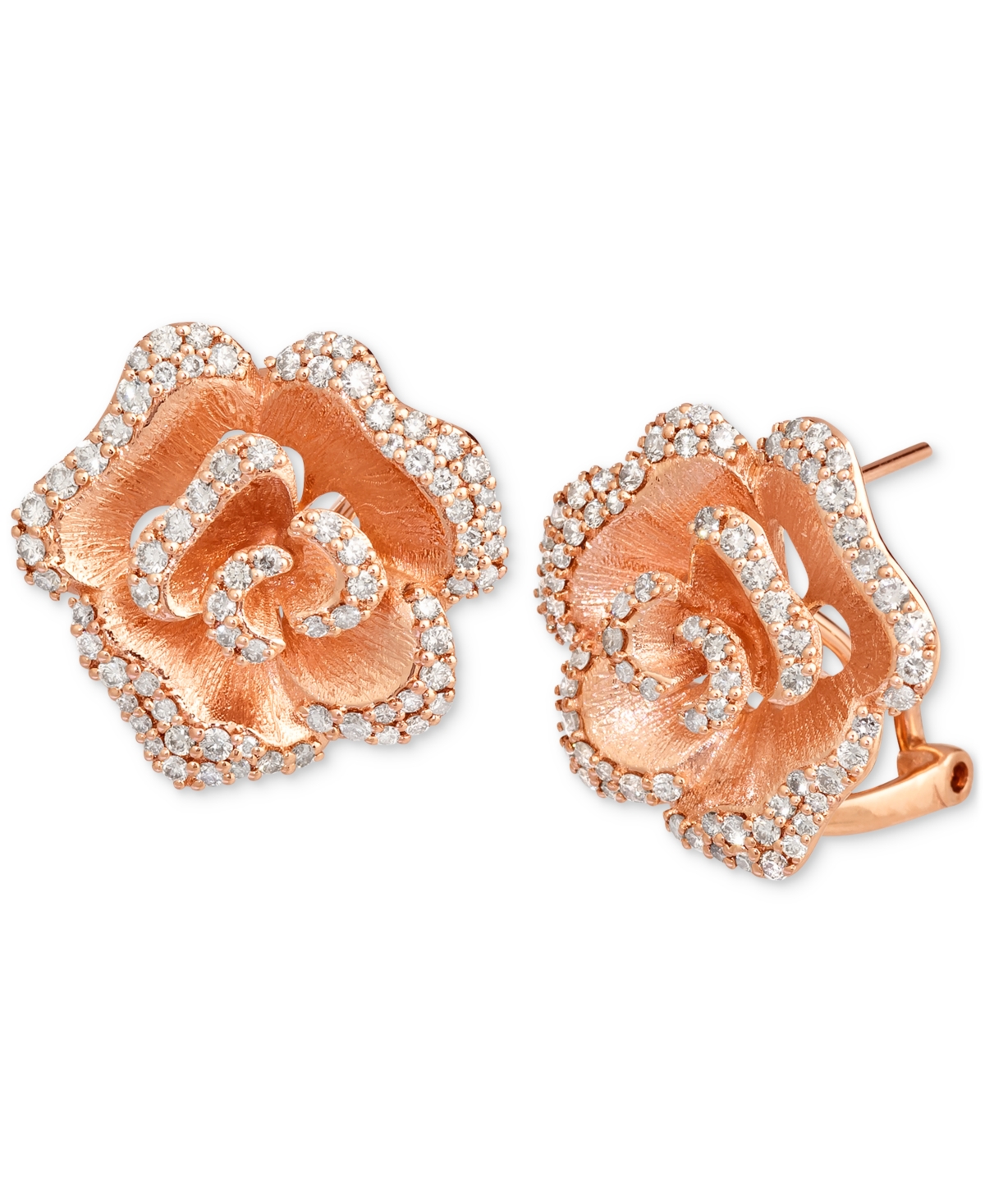 Nude Diamond Rose Stud Earrings (1-1/20 ct. t.w.) in 14k Rose Gold - Yellow Gold