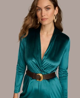 Women's Belted Velvet Jumpsuit 