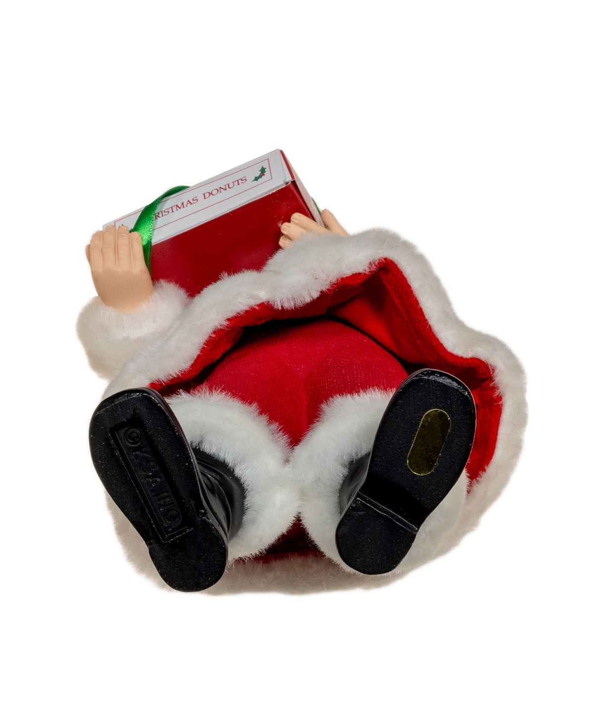 Kurt Adler 10.5-inch Fabriche Santa With Box Of Donuts In Red