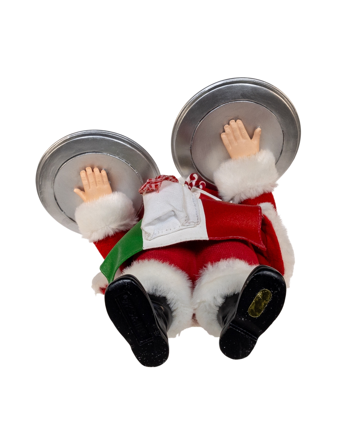 Kurt Adler 11-inch Fabriche Chef Santa Holding Two Trays Of Pizza In Red