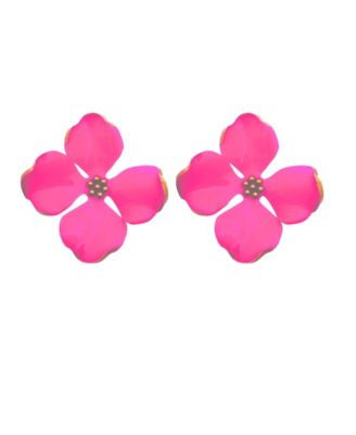 Swanky Designs Small Floral Statement Earrings - Bright Pink 41$