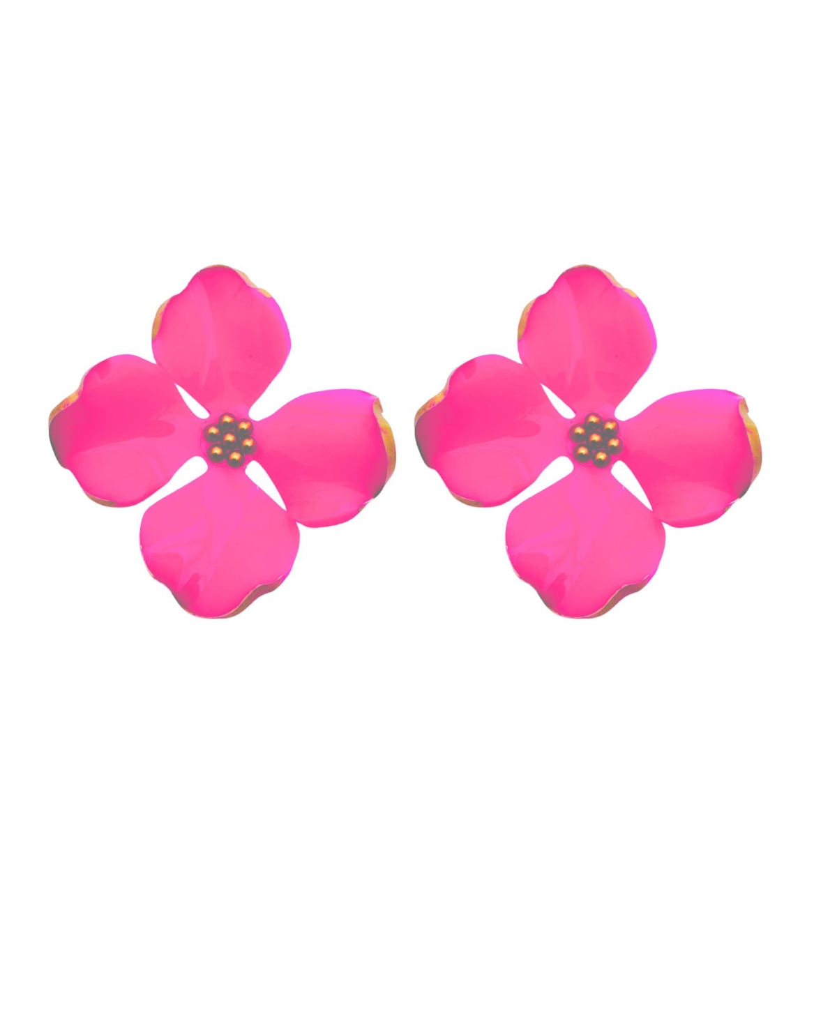 Shop Swanky Designs Small Floral Statement Earrings In Bright Pink