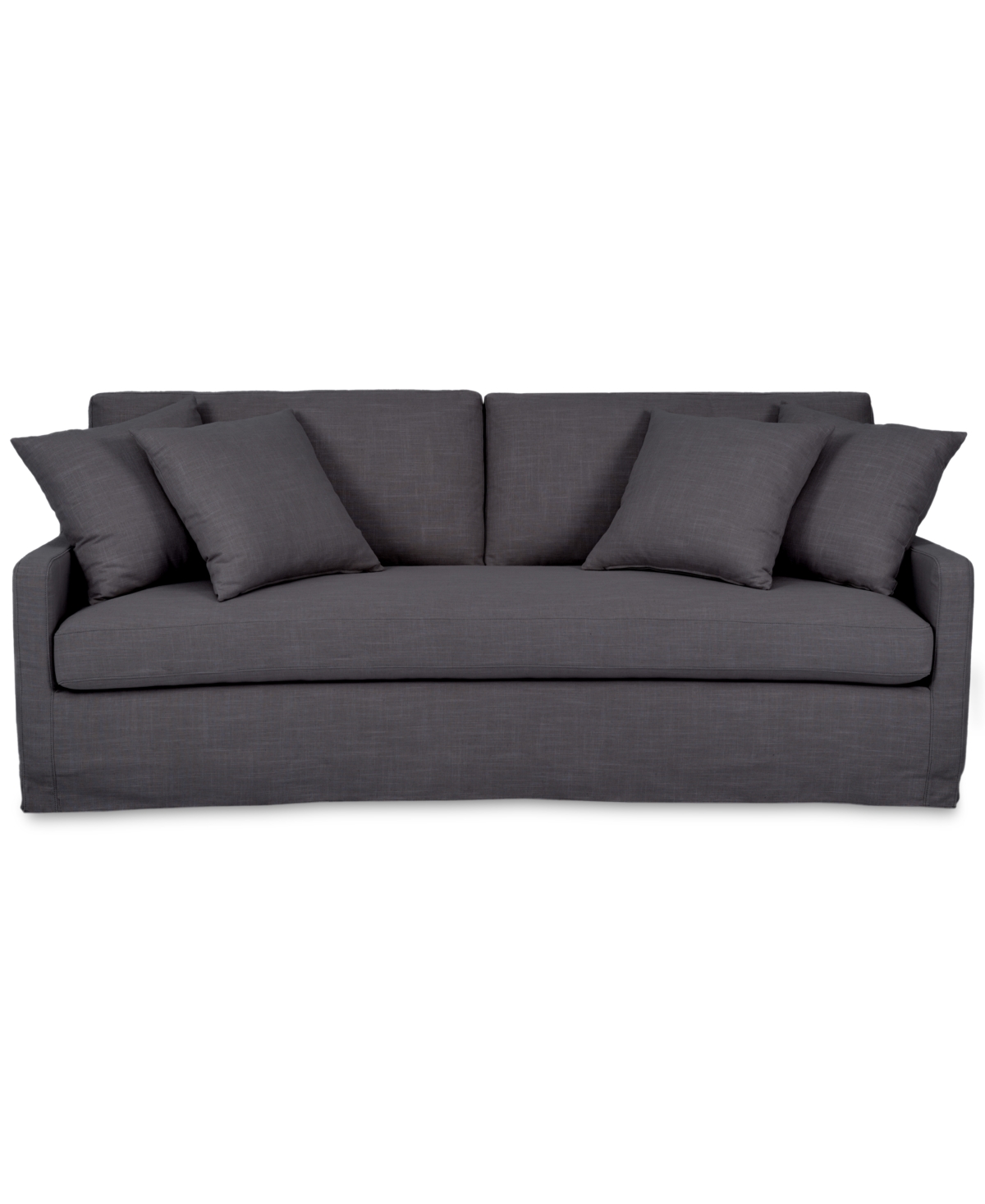 Macy's Brenalee 96" Roll Arm Performance Fabric Slipcover Sofa With Four Pillows In Lena Pewter