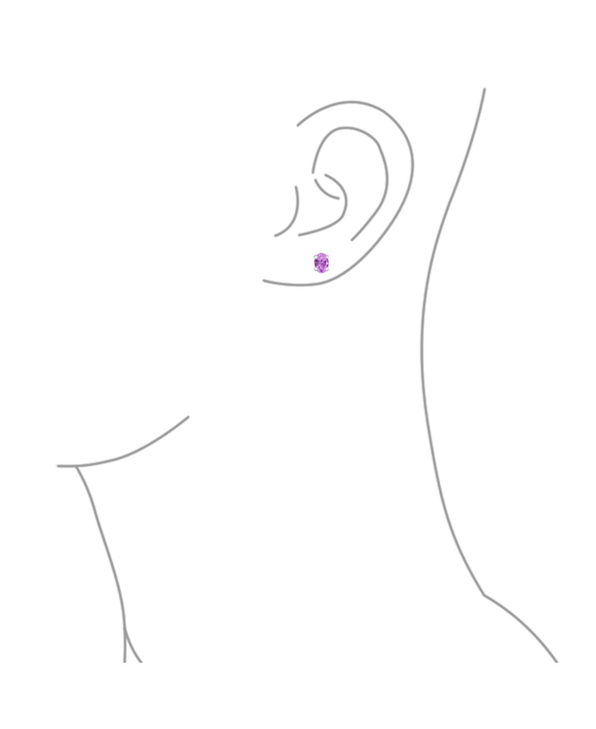 Bling Jewelry 1.6Ct Oval ShapedNatural Amethyst Stud Earrings For Women 14K White Gold - Purple