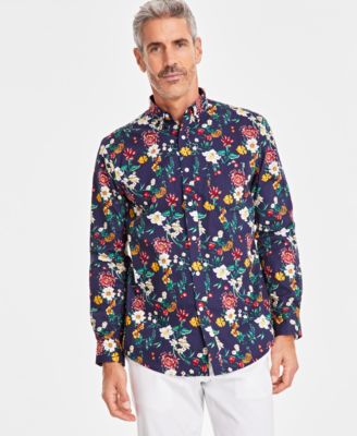 Club Room - Men's Garden Floral Poplin Long-Sleeve Button-Down Shirt