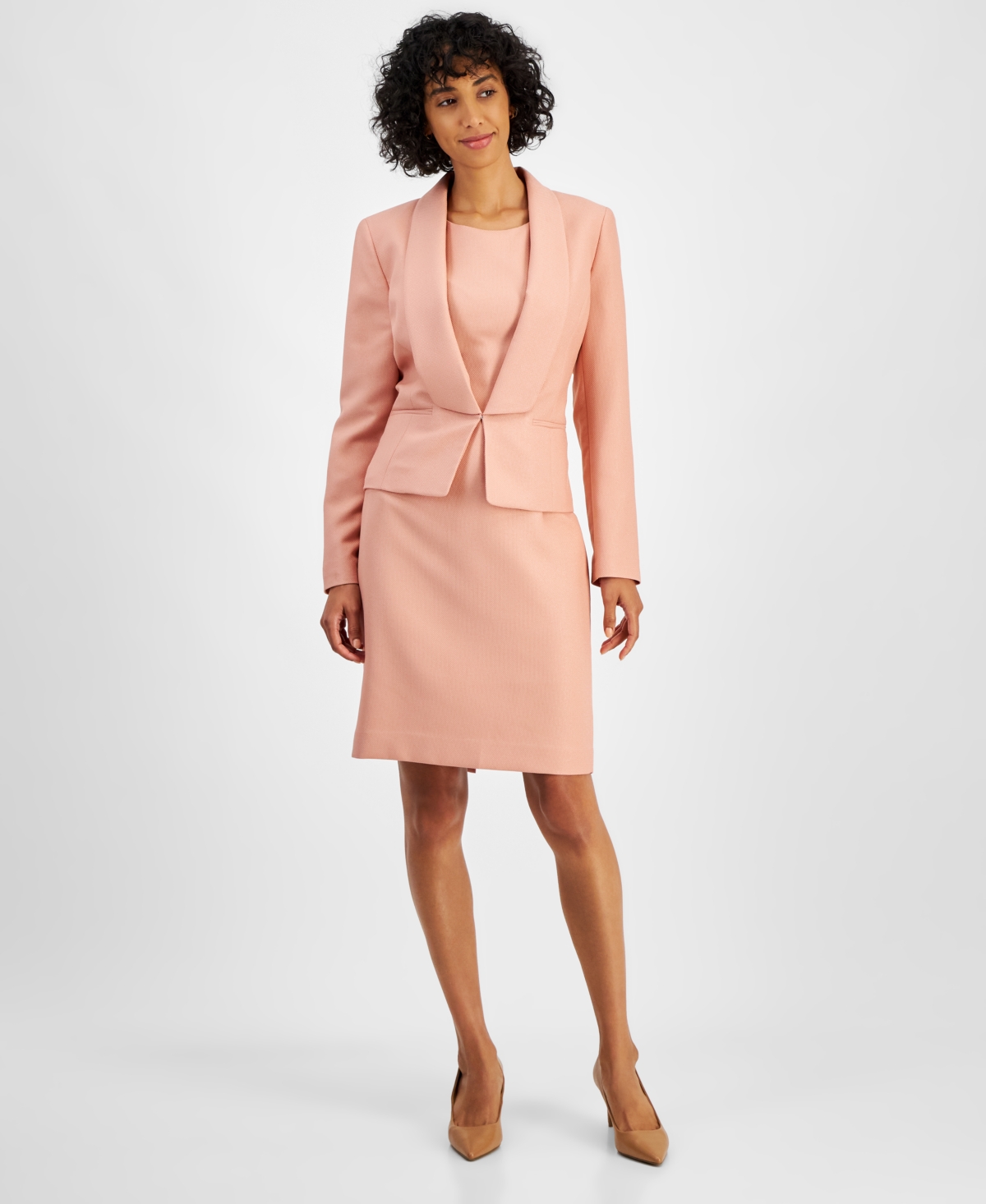 Women's Shawl-Collar Jacket Dress Suit Regular & Petite - Vanilla Ice