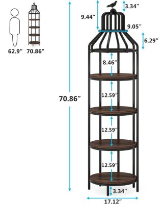4-Tier Tall Narrow Bookshelf – Rustic Freestanding Corner Bookcase for Small Spaces in Kitchen, Home Office, or Living Room