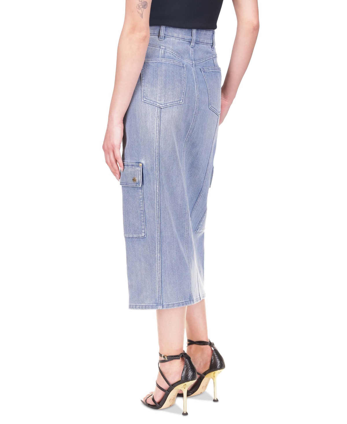 Michael Michael Kors Women's Cargo Denim Midi Skirt