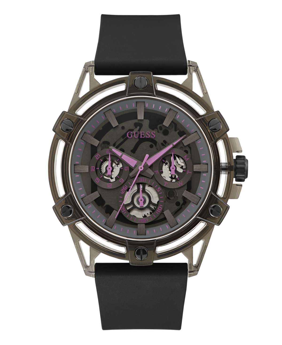 Men's Multi-Function Black Silicone Watch 48mm - Black