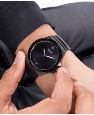 Men's Analog Black Stainless Steel Watch 44mm