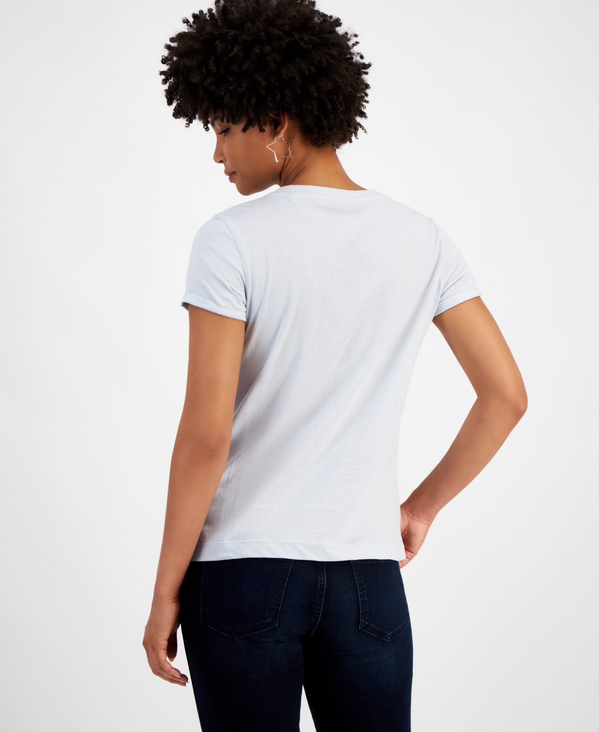 Guess Women's Crewneck Cotton Embellished-Logo T-Shirt