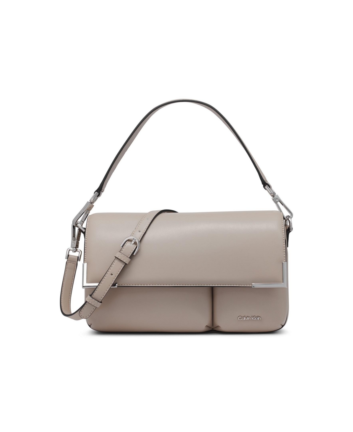 Calvin Klein Mica Flap Convertible Shoulder Bag - Black/Silver | Smart  Closet