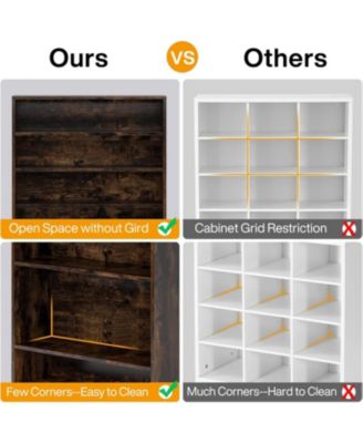 Tall Shoe Cabinet, 9 Tiers, Holds 40-45 Pairs, Heavy-Duty Wood Freestanding Shoe Storage