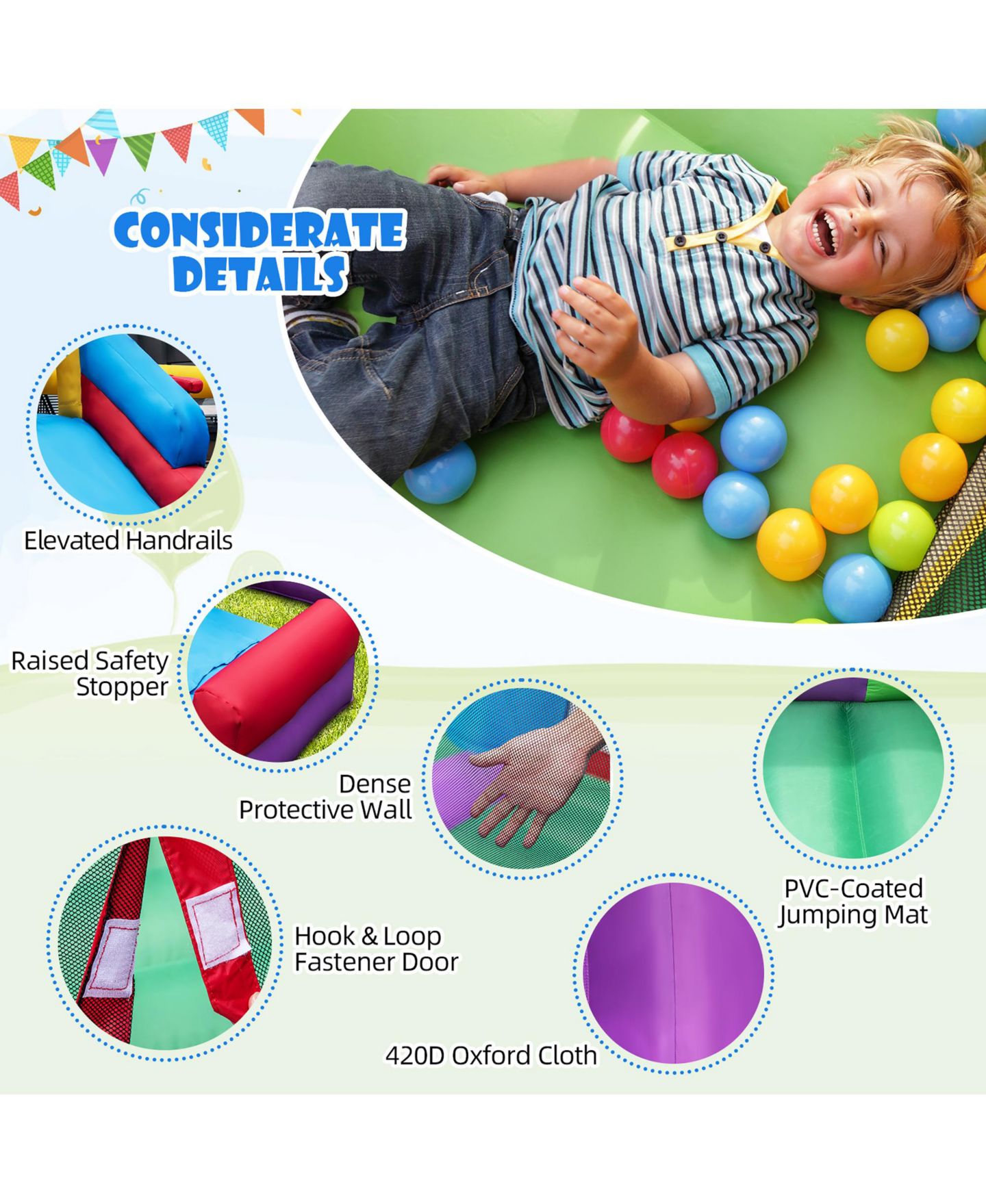 Детская игрушка Costway 5-In-1 Inflatable Bounce Castle with Basketball Rim, Accommodates 4 Kids, 3–10 лет — фото 5