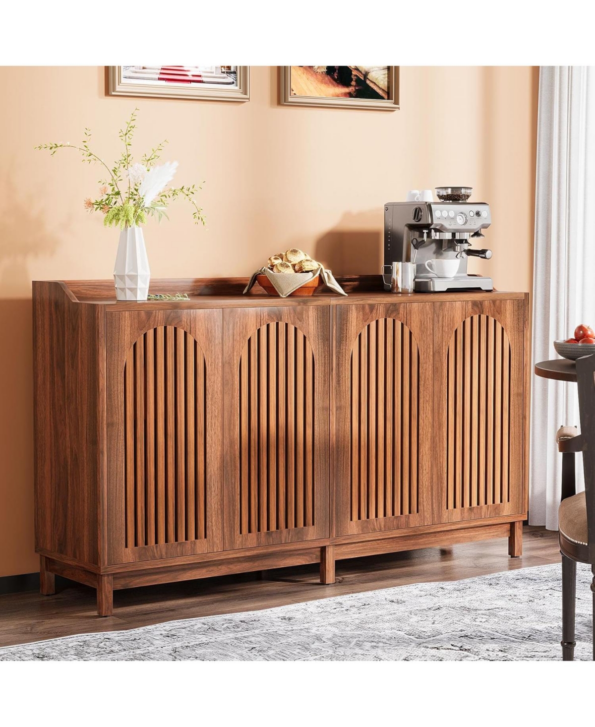 Tribesigns Sideboard Buffet Cabinet, Farmhouse Storage Cabinet with Shutter Doors and Adjustable Shelf, Freestanding Storage Cabinet for Dining Ro
