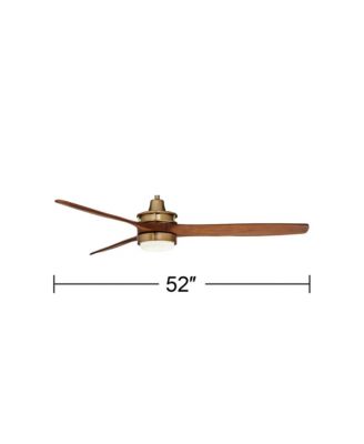 52" Windspun Indoor Ceiling Fan 3 Blade LED Light Remote Control Soft Brass Finish Motor Walnut Finish Wood Blades