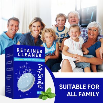 Retainer Cleaner with 120 Denture Cleaning Tablets, Quickly Remove Odors, Discoloration Stains & Plaque from Aligner, Mouth Guard, Night Guard and More Dental Appliances