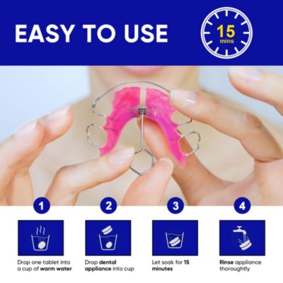 Retainer Cleaner with 120 Denture Cleaning Tablets, Quickly Remove Odors, Discoloration Stains & Plaque from Aligner, Mouth Guard, Night Guard and More Dental Appliances