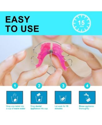 Retainer Cleaner with 120 Denture Cleaning Tablets, Quickly Remove Odors, Discoloration Stains & Plaque from Aligner, Mouth Guard, Night Guard and More Dental Appliances