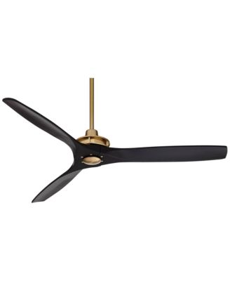 52" Windspun Indoor Ceiling Fan 3 Blade Remote Control Soft Brass Finish Motor Matte Black Finish Wood Blades Bedroom